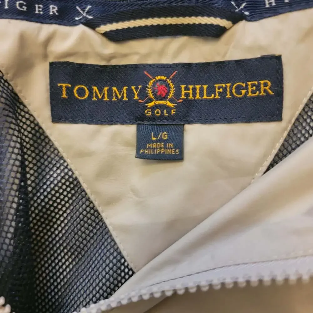 Tommy Hilfiger Golf Vintage Men's Beige Full-Zip Lined Windbreaker Jacket